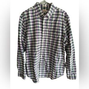 J. Crew Green and Purple Casual Button Down Shirt Organic Cotton